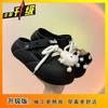 Comfortable and versatile casual seaside beach cool slippers 2025 summer fun cute plush black and white briquettes hole shoes