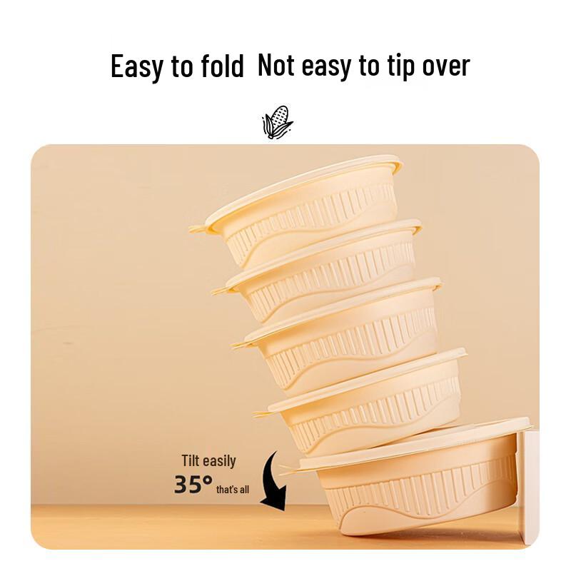 Miljövänliga 500 ml runda takeaway-skålar av majsstärkelse (300 set)