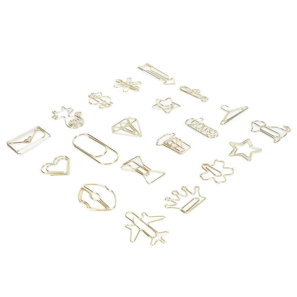 100 ks Tvarovaných kancelářských sponek proti sklouznutí Roztomilé dekorativní kovové záložky Kancelářské sponky na dokumenty