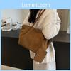 Large Capacity Pu Tote Handbag With Solid Color Suede Design For Casual City Outings