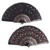 2pcs Sequin Folding Elegant Embroidered Flower Peacock Pattern Handheld Decorative Japanese Folding Fan for Souvenir Wall Hanging Photo Craft