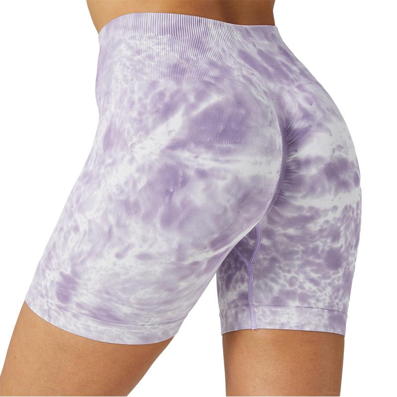 

Seamless Splash Dye High Waisted Yoga Shorts For Women, Stretch Sports And Fitness, Hip Lifting Shorts, Breathable Tight Shorts For Women L