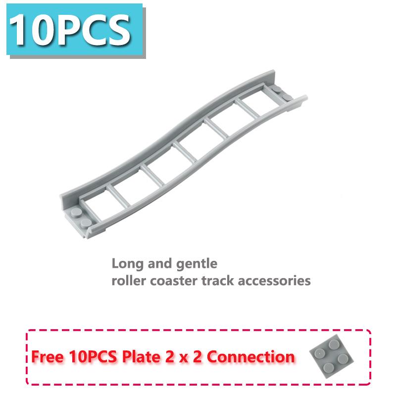 10PCS/Set Roller Coaster Track Chassis Moc Building Blocks Parts Lower Rail/Bow/Slope/Straight Rail Puzzle Assembly Toys Bricks