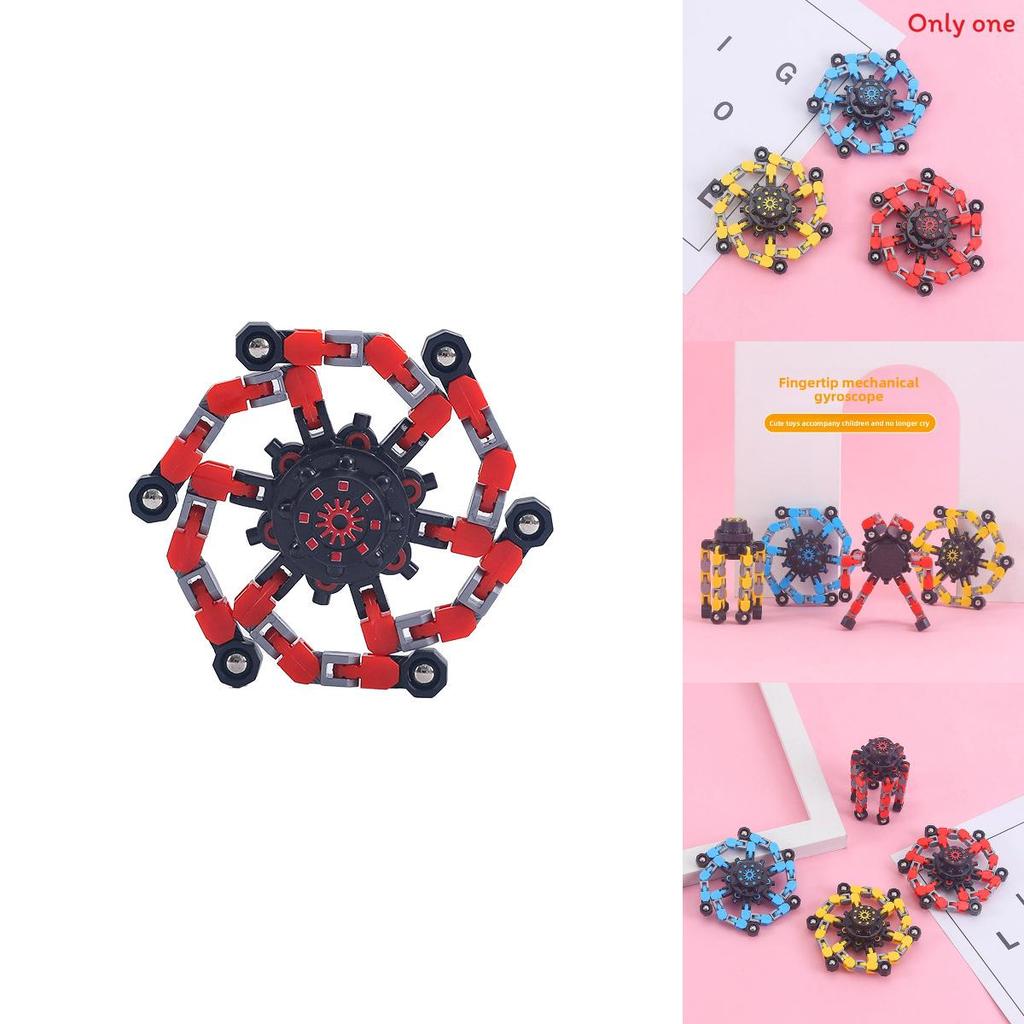 Plastic Spinner Gyroscope With Deformable Mecha Chain For Stress Relief And Hand Exercise