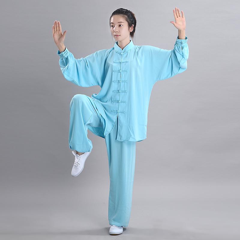 

Hongji Unisex Cotton-Silk Tai Chi Suit, Stand-up Collar, Long Sleeve Martial Arts Performance Wear XL