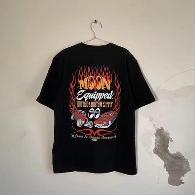 Ten sam Modny Markowy Nisza Motocykl Deskorolka T-shirt Japoński Retro Japoński Trend Chopper Wyprzedany Limitowana edycja