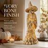 Spooky Witch Table Centerpiece Skull Figurine, Resin Skeleton Ornament, Gothic Creepy Halloween Decoration Statue for Tabletop Mantel Fine Carved