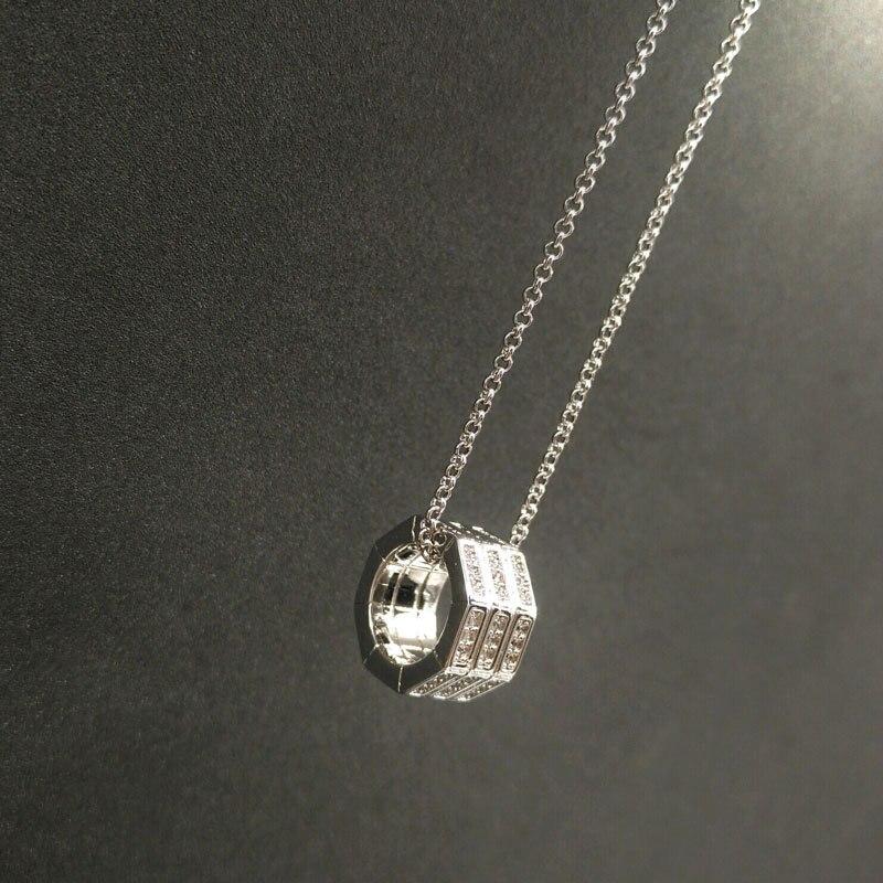 S925 Sterling Silver Necklace August New Octagonal Geometric Necklace Female Banquet Party Jewelry Luxurious Shiny Jewelry