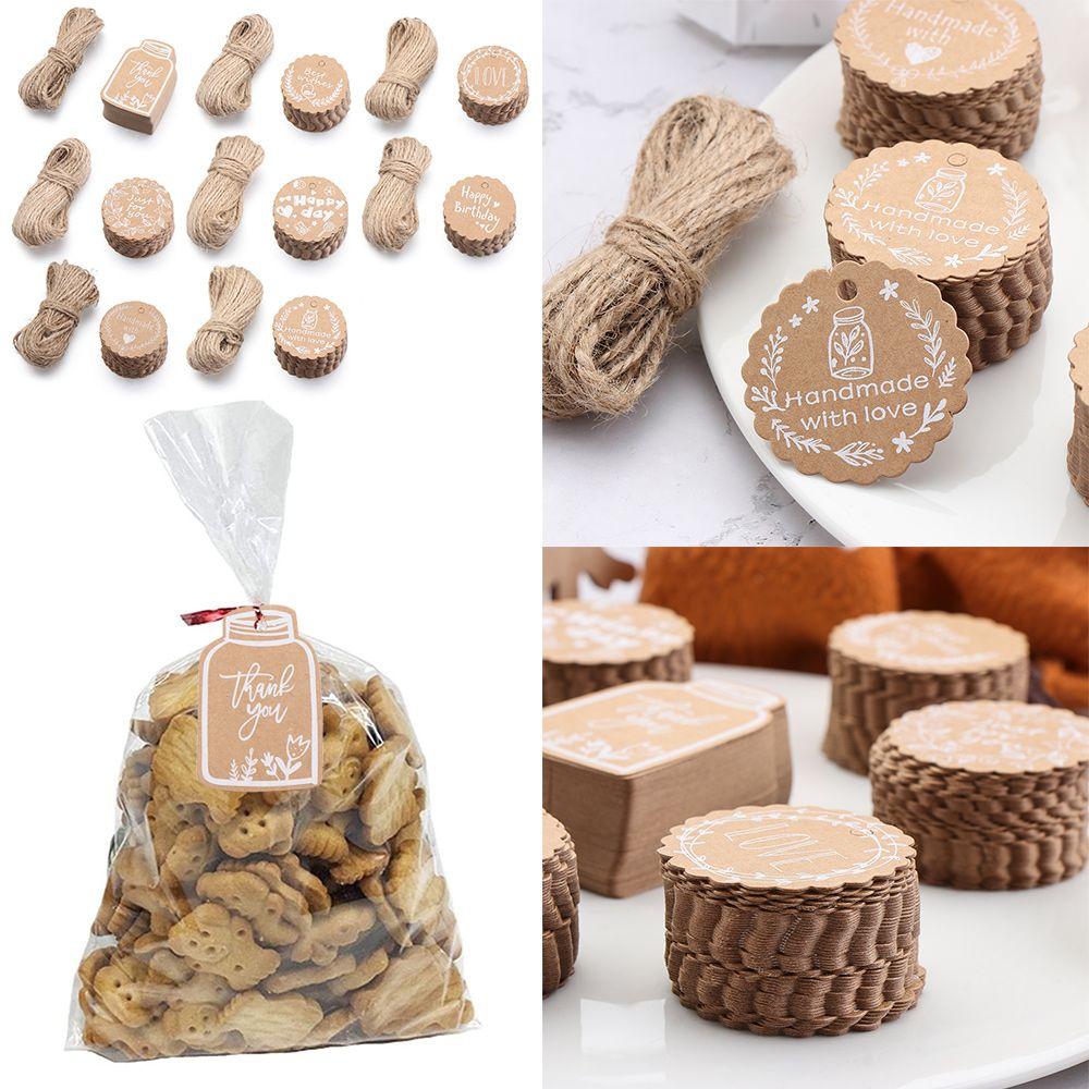 50 Stück Hochzeitsgastgeschenke Geschenkverpackung Mit Seil Dankeschön Bastelartikel DIY Papieretikett Multi-Stil Kraftpapier-Anhänger