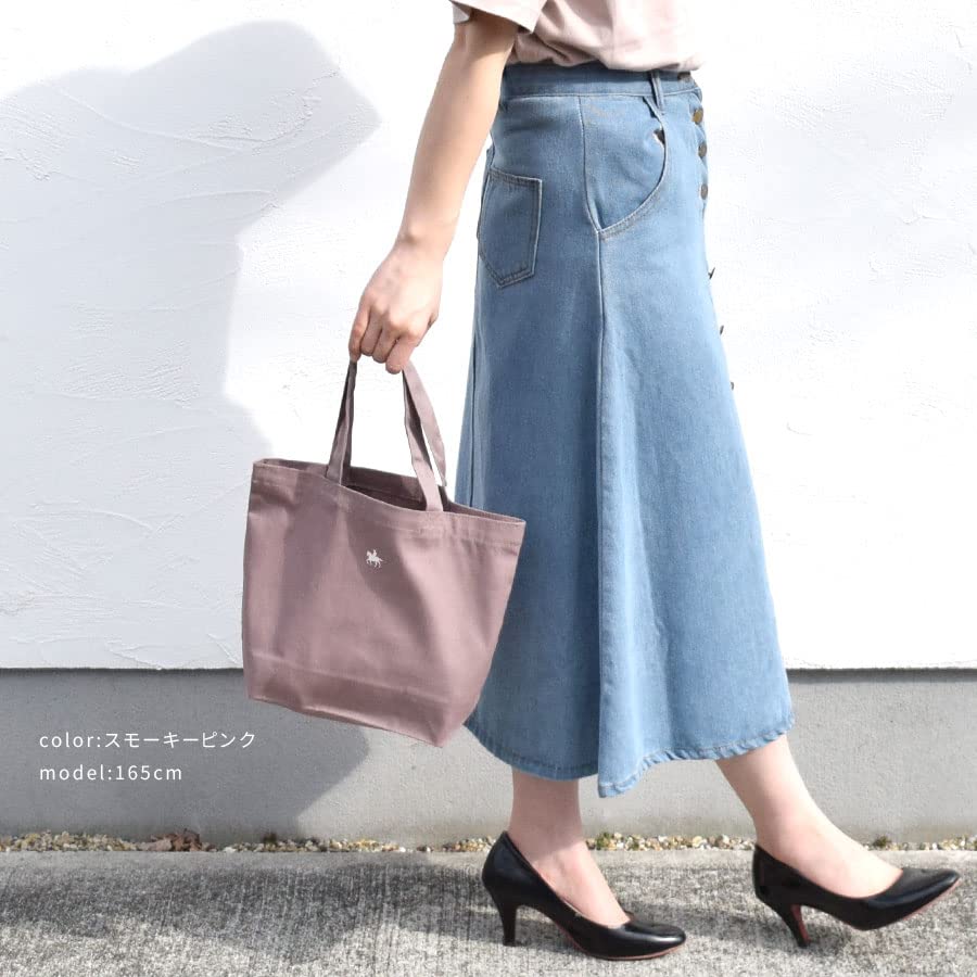 Domain Equestrian Tote Bag for Women and Men Canvas Small Size S Simple Cotton Cotton 146001 [Sendai "Date Masamune" Statue] 100% (Smoky Pink)