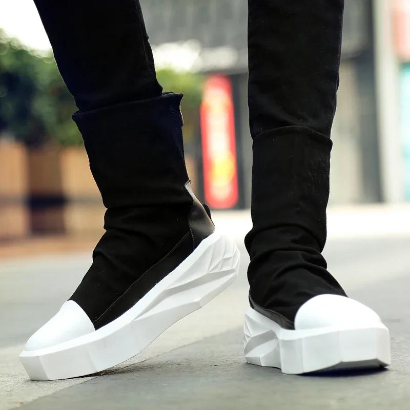 High Top 2025 Autumn New Men's Casual Shoes Fashion Slip On Man Sneakers Outdoor Comfort Trend Shoe Mid-Calf Men Boots Zipper 44