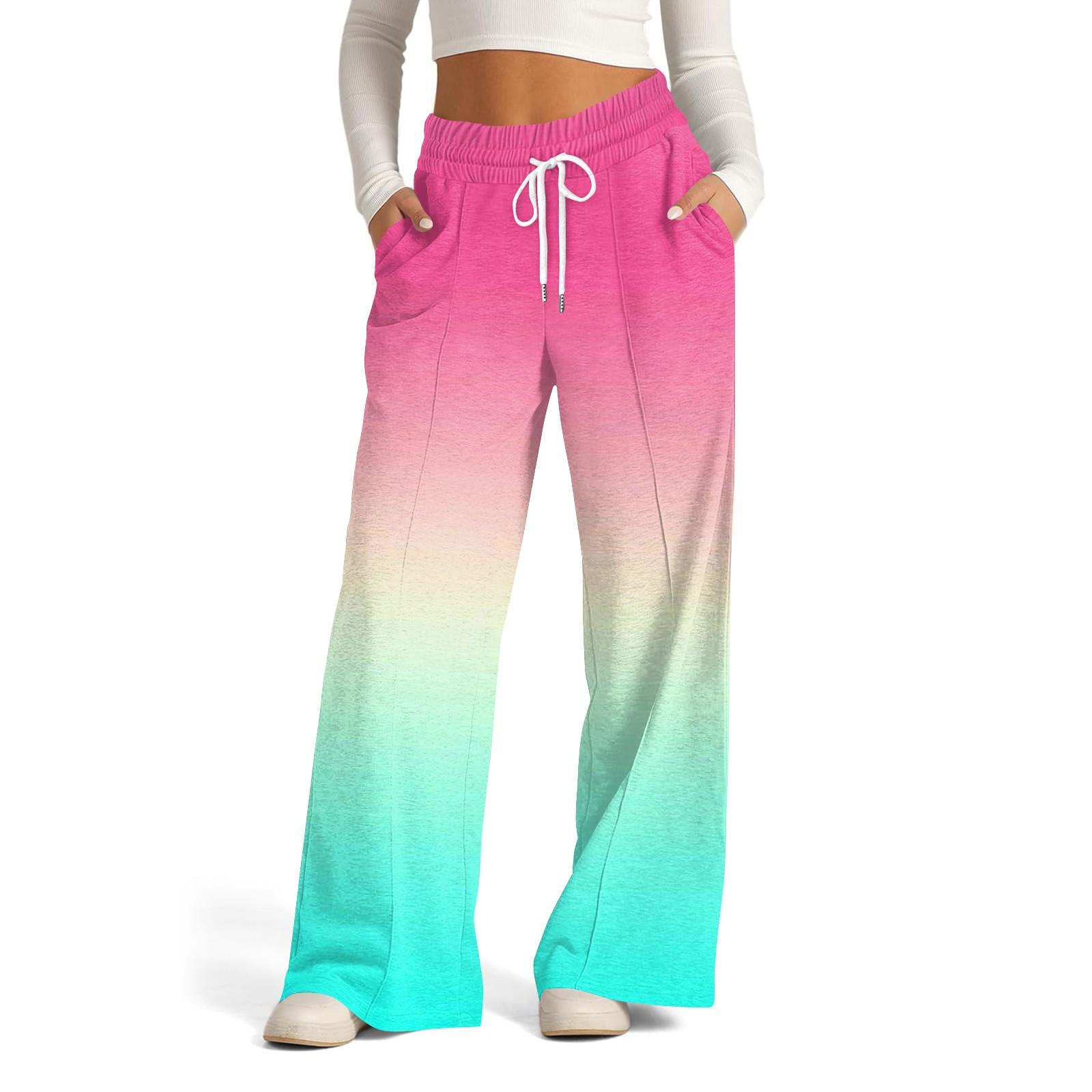 

Женские повседневные брюки широкого кроя с высокой талией, градиентные спортивные штаны XXL