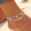 Boho Silver Plated Shiny Chains Anklet for Women Girls Friendship Beach Foot Jewelry Leg Bracelet Barefoot Tobillera De Prata