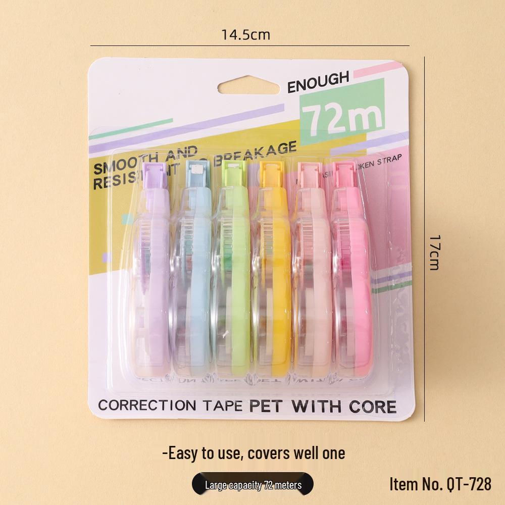 Set de Cintas Correctoras - 6 Paquetes, 72m, Alta Capacidad para Estudiantes