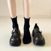 Knock and look thin~ Thick-soled heightening loafers for women's 2025 spring and autumn new muffin single shoes British Mary Jane small leather shoes