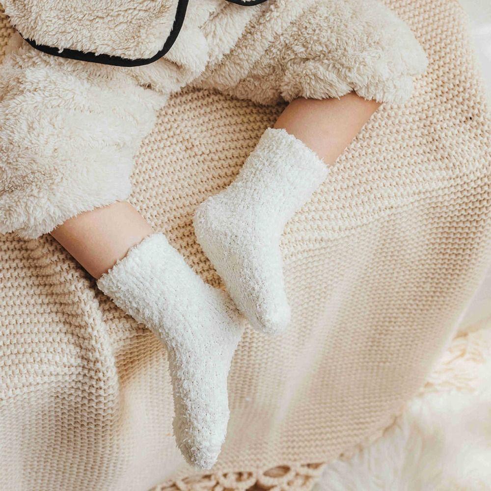 Solid Color Coral Fleece Baby Socks Korean Style Home Sleep Socks Infant Learning Walk Socks  Baby