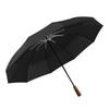 Three-fold Automatic Double Umbrella, Solid Wood Handle, Aluminum Alloy Skeleton, Vinyl Fabric, Folding Sun Umbrella Can Be Brushed.