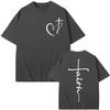 Begrenzte Herz-Kreuz Christliche Jesus Glaube Über Angst Bibelvers Merch T-Shirts Herren Damen Freizeit Kurzarm-T-Shirts