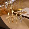 Vnox Gold Plated Pendant Necklaces For Women Stainless Steel Hollow Jesus Cross Necklaces Classic Design Christain Jewelry Gift