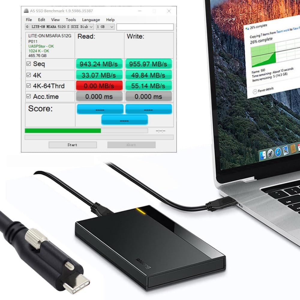 NFHK USB-Verriegelungs-Datenstromkabel für Kameras mit Einzelpanel-Montageschraubanschluss 3.1 Typ-C USB-C (200CM)