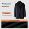 MONTAGUT Men's Wool Blend Overcoat with Goose Down Liner & Mink Fur Collar