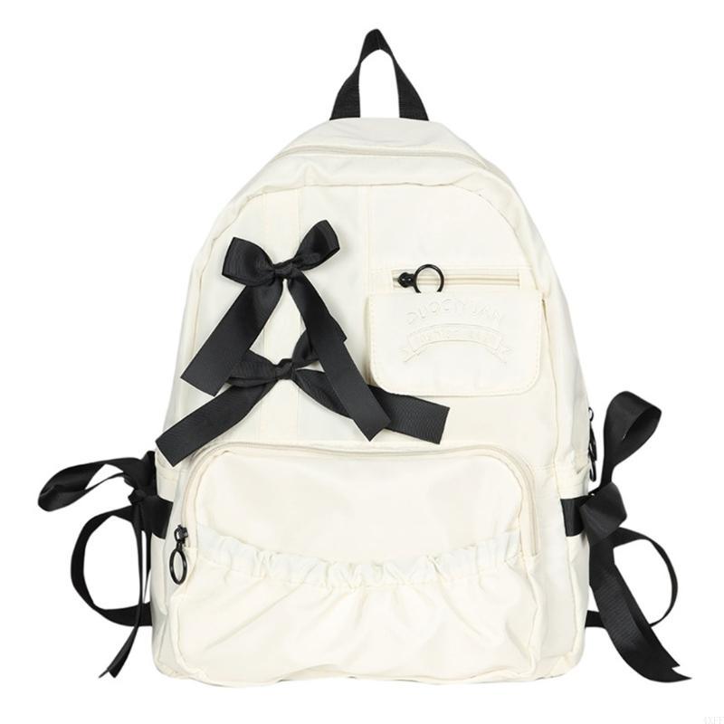 

4XFF Японский аниме нейлоновый школьный рюкзак для девочек-подростков с бантами, преппи большой рюкзак белый