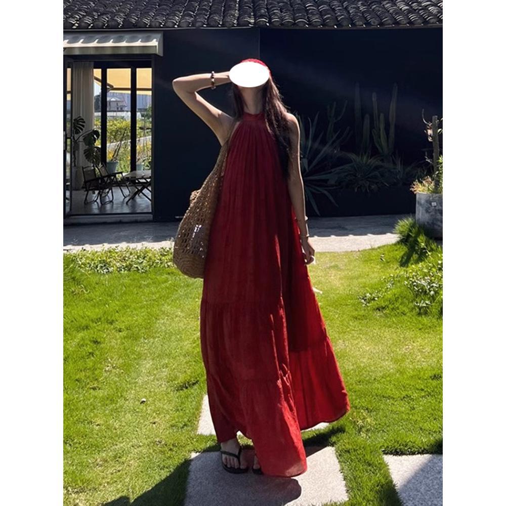 Pradaria Dali Erhai foto de viagem usar roupas femininas férias na praia deserto vestido solto verão