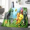 Cute Cartoon Fantasy Creatures Flannel Blanket Super Soft Warm Cozy Blanket for Sofa Bed Office Travel All‑Season Home Decor Gift