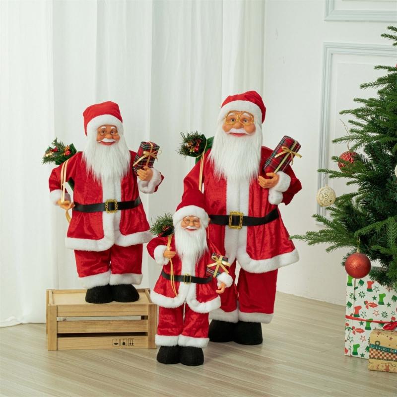 Height Customizable Christmas Santa Figure Cloth Plastic Home Office Decoration B03E