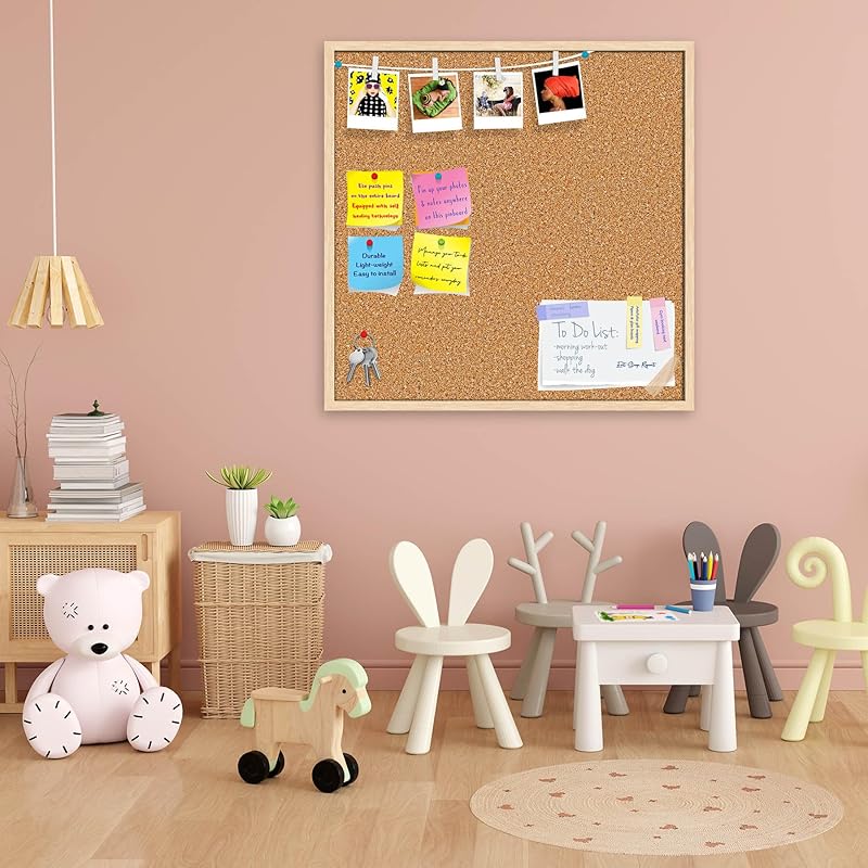ArtzFolio Cork Board | Bulletin Board Notice Pin Board | Vision Soft Board Combo with Thumb Push Pins & Sticky Notes | N