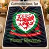 Flannel BlanketWales Rugby Custom Name Text Personalized Soft Warm Throw Blanket Home Decor Gift