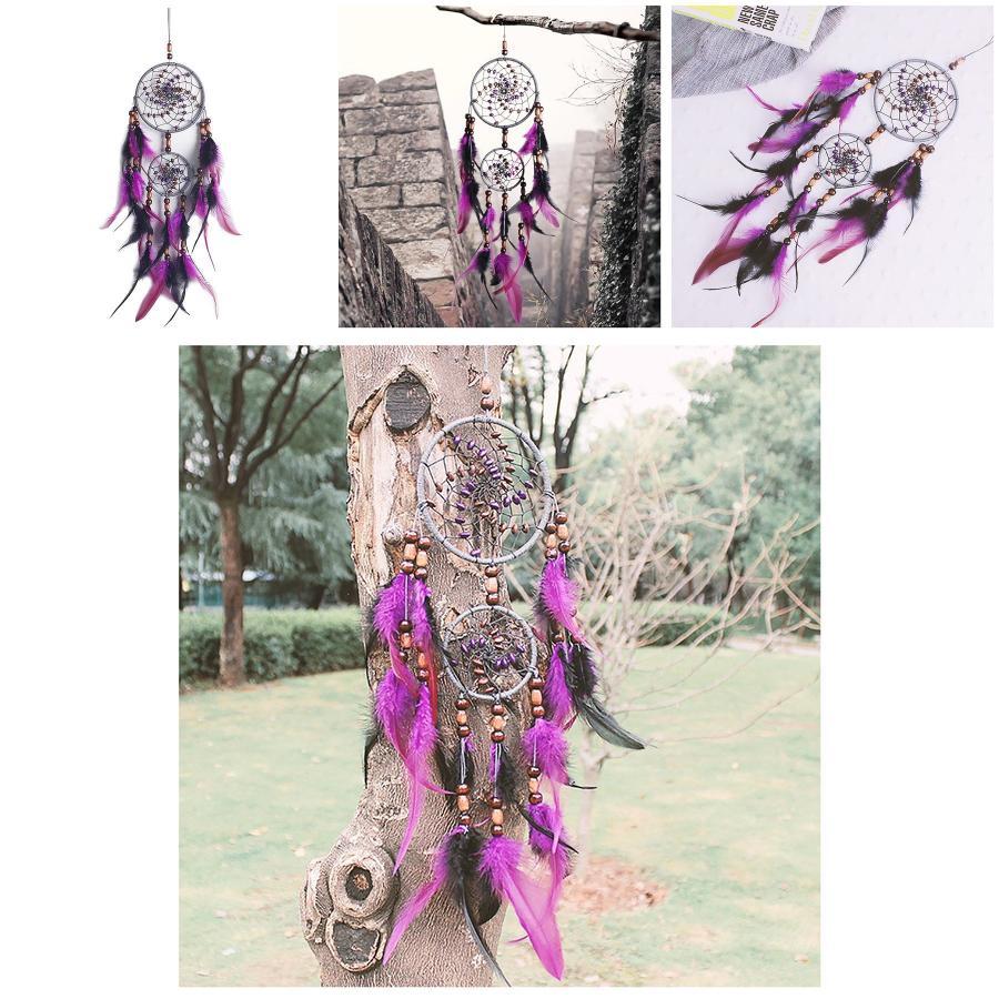 Spectacular Purple And Black Handmade Bohemian Dreamcatcher For Unique Home Decor