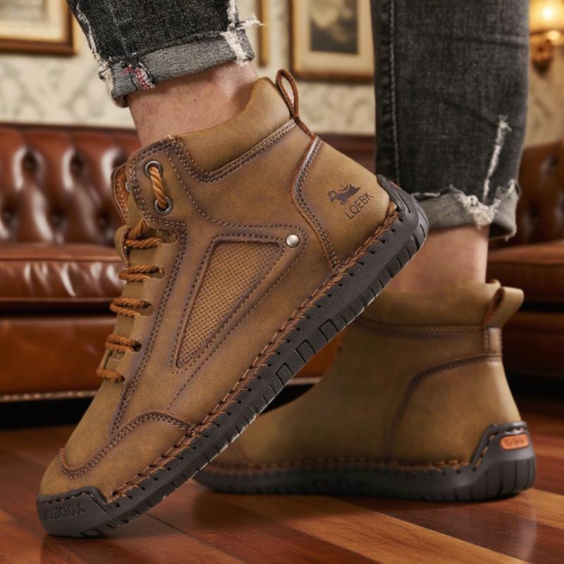 New Men's Nude Boots High Top Retro Anti Slip Work Shoes Outdoor Shoes Soft Homme Classic Ankle Non-slip Flats Moccasin Sneakers