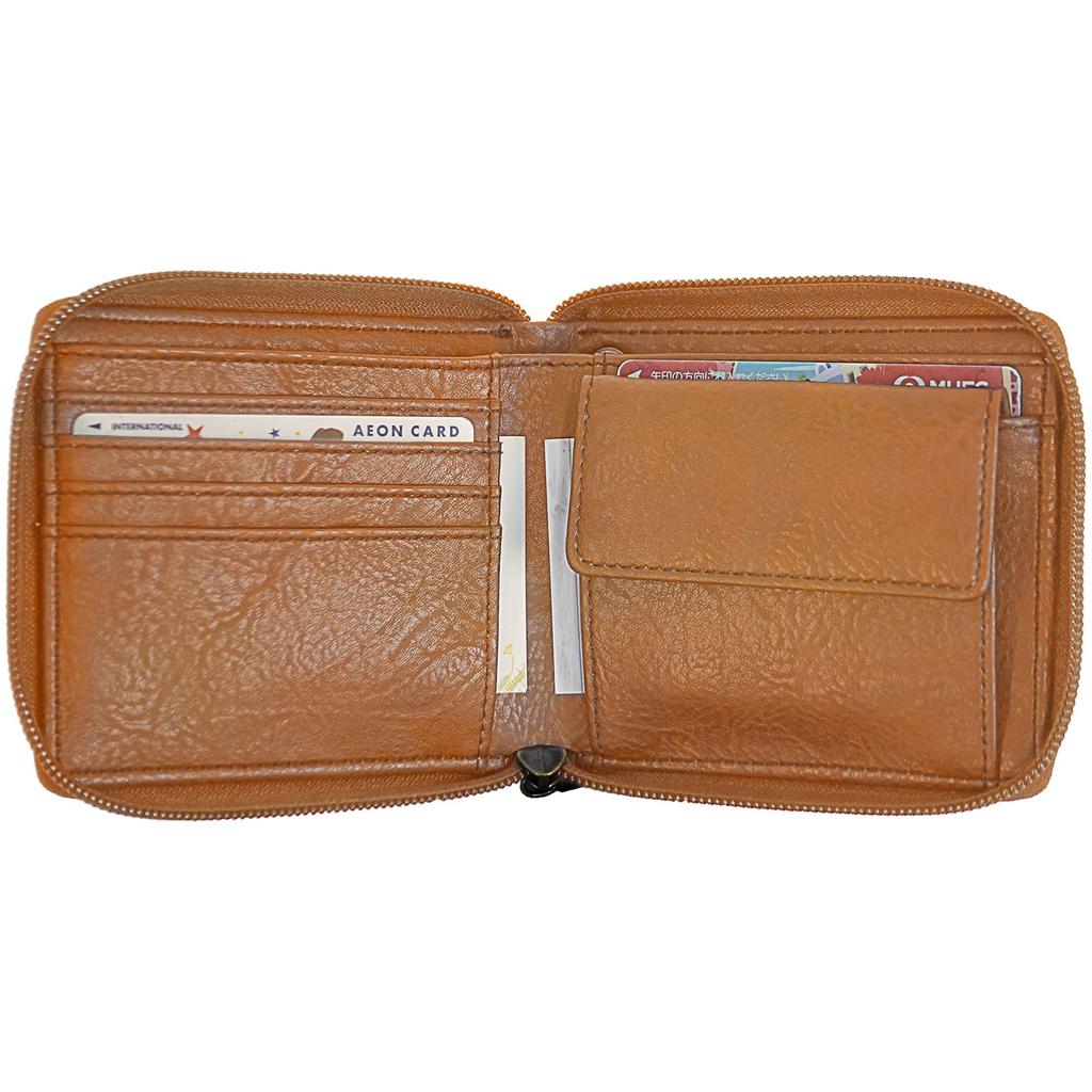 Bifold Wallet Round Zip Retro Synthetic Leather Embossed Logo Synthetic Leather Card Storage Bill Storage Coin Purse 22269309 Brown [Edwin] Men's