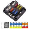 12-24V Car Boat Fuse Box Holder with Plastic Cover 6/12 Way Blade Fuse for Power Panel Board Camper RV Accessorie