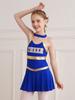 Kid Girls Cheerleading Skating Costume Hollow Back Pleated Dance Dress Stage Competition Dancewear Sport Meeting Team Uniform