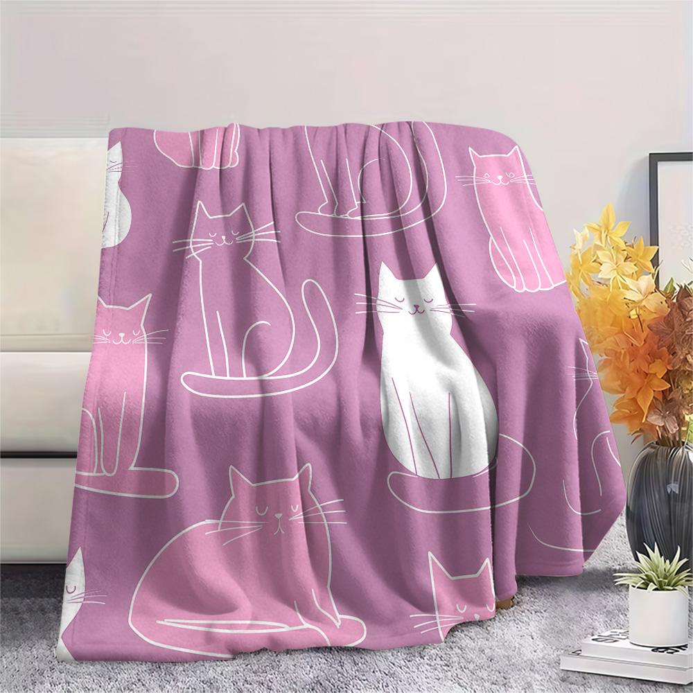Cat Gifts Print Flannel Blanket, High quality Comfortable for All Seasons, Home Decor, Warmth and Comfort