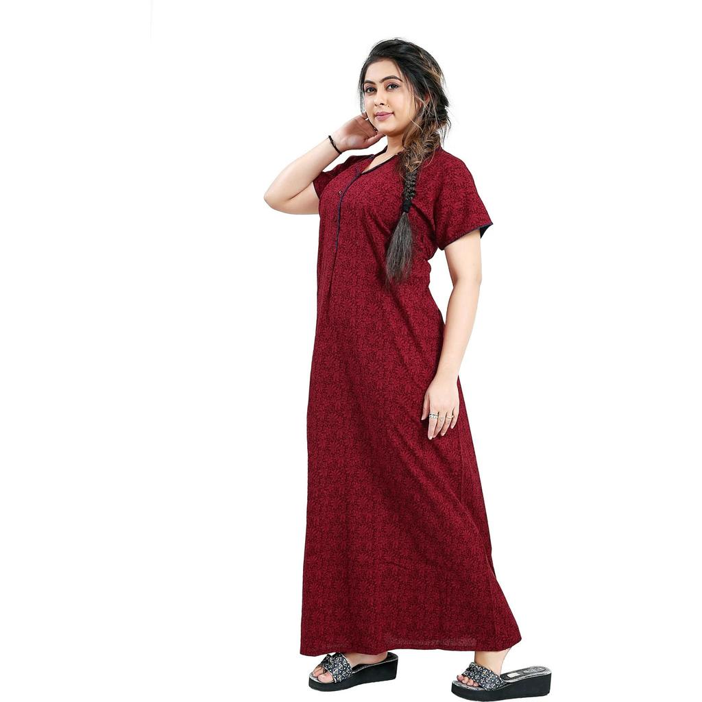 Indian Summer Wear Cotton Night Gown Beautiful Designer Casual Wear Maxi Nighty