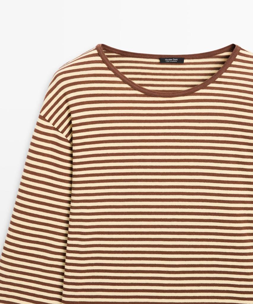 Masimodutti Long Sleeve Striped Cotton T-Shirt