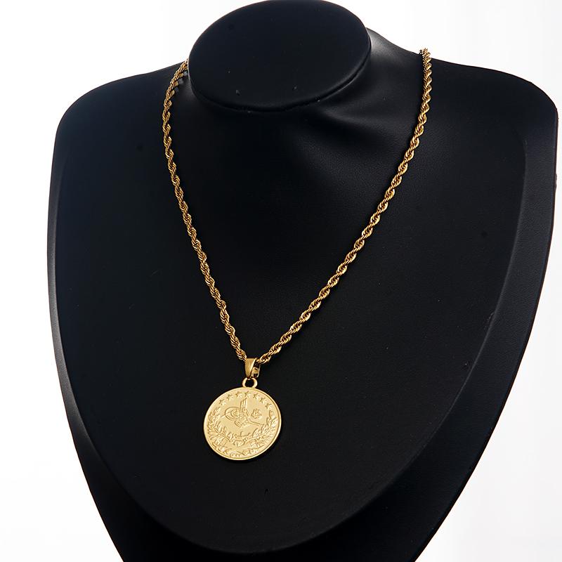 Ciondolo Moneta Turca Colore Oro Totem Arabo Collane Ciondoli Rame Regali Sposa Gioielli Matrimonio Etnici Musulmani Bijoux Donna