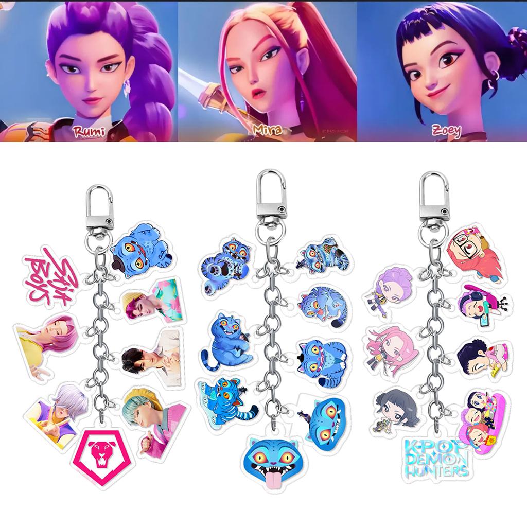 Schlüsselanhänger für Kpop Demon Huntri Anime Film Cartoon Schlüsselanhänger Schmuck Geburtstagsgeschenk Rucksack Anhänger Kpop Schlüsselringe Fan Geschenke