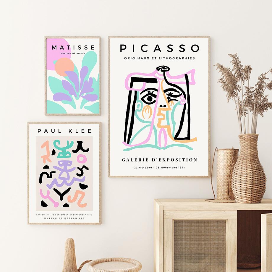 Vintage Abstract Matisse Picasso Coral Sun Nordic Poster and Prints Wall Art Canvas Painting Wall Pictures for Living Room Decor No Frame