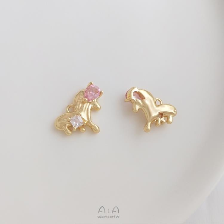 

Позолоченная медь, кулон в форме капли и сердца с цирконом для самостоятельного изготовления браслетов и ожерелий