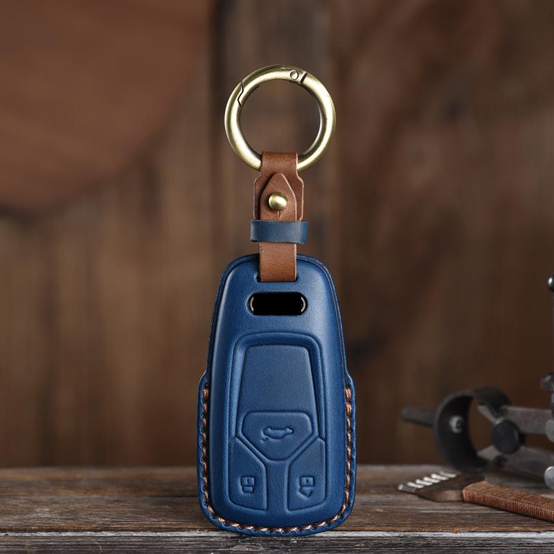 Genuine Leather Key Case Suitable for Q5L/A4L/Q7/A5/Q8/A7L Leather Car Key Cover Protector Fob