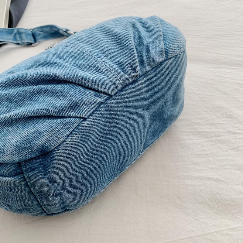 Doppellagige kleine quadratische Tasche Denim-Tasche Damen Leichte Schulter-Umhängetasche