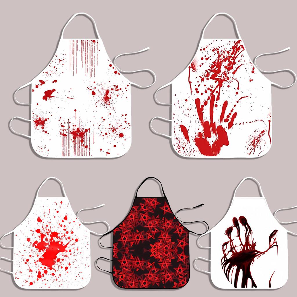 Halloween Waterproof Apron For Adults In Bloodstain Design With Sleeveless Style