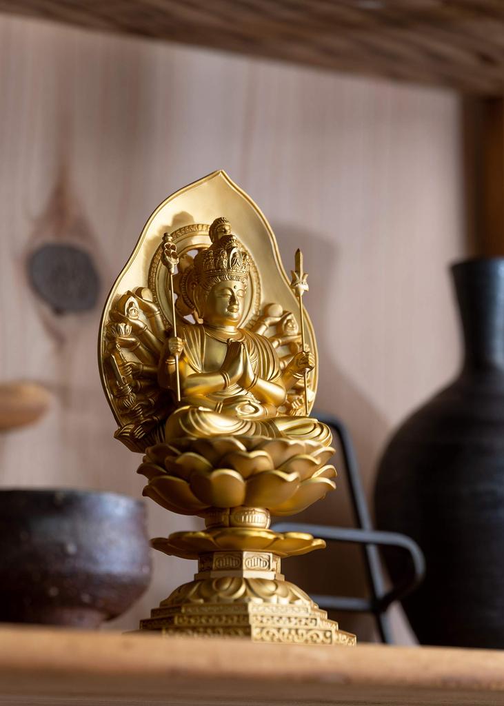 Buddhist Statue of the Kannon by Sculptor Shuun Original Model In the Year of the Zodiac Guardian Takaoka Thousand-Armed Bodhisattva, 15.5cm