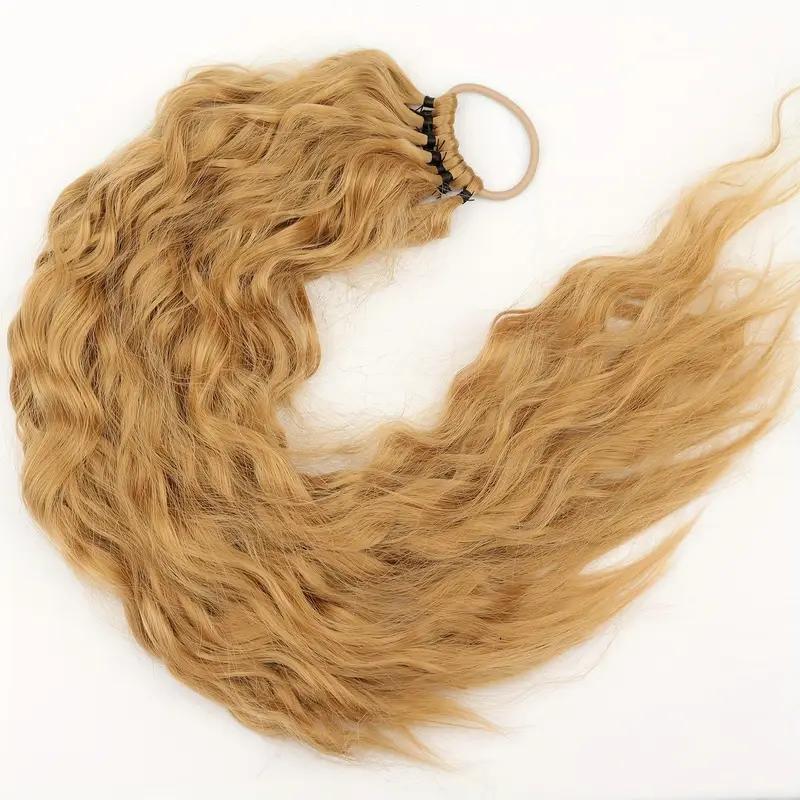 MERISIHAIR Synthetic Long Curly With Elastic Band Ponytail Extension Wrap Around Heat Resistant Pony Tail For Women Daily Wear