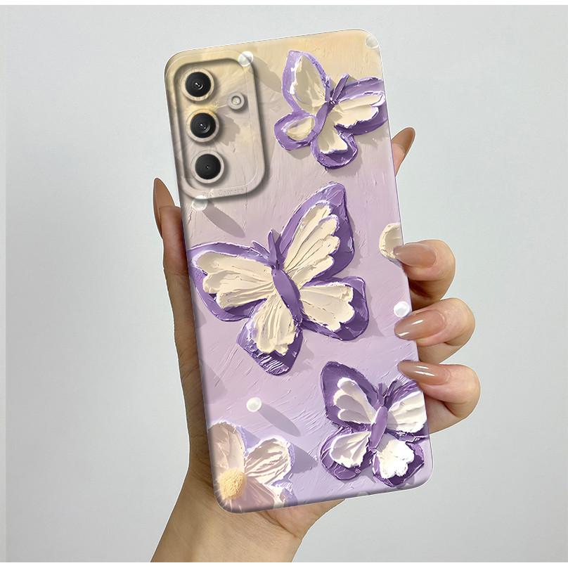 Phone Cover For Samsung Galaxy M35 5G Bumper Silicone Shockproof Pretty Butterfly Flowers Case Coque For Galaxy M 35 M55 Funda
