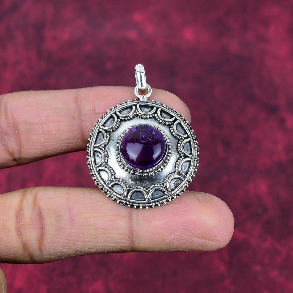 Amethyst Pendant Gemstone Jewelry, 925 Solid Sterling Silver Pendant, Gift For Women Handmade Pendant